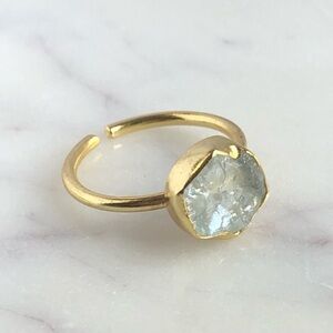 Raw Aquamarine Gold Ring